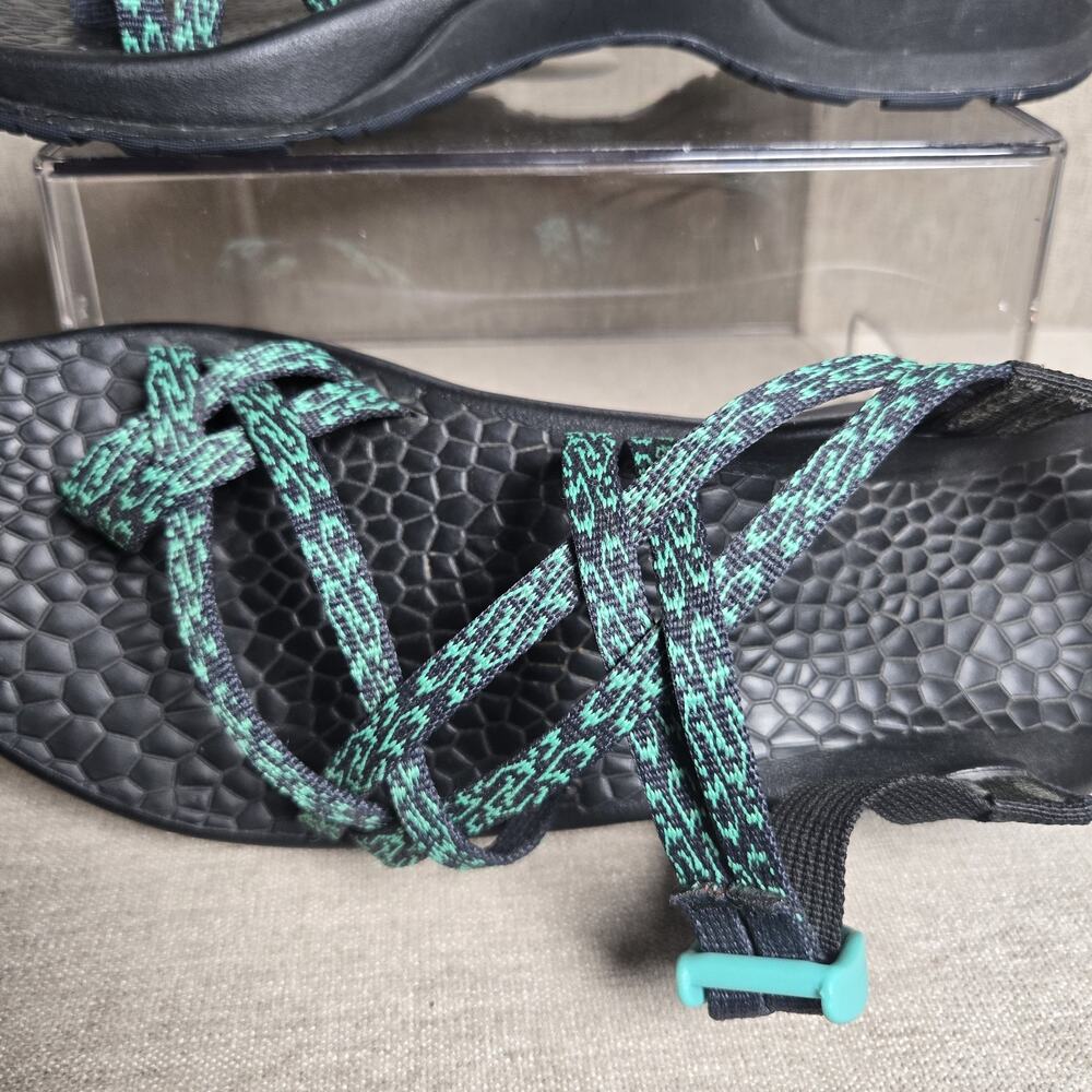 Chaco Women’s Hiking Sandals Black Teal Toe Loop Adjustable Straps Outdoor S 10 - Picture 4 of 13